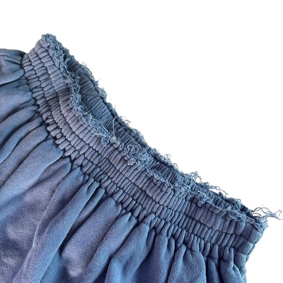 Aerie Weekend Ruffle Tiered Mini Skirt Blue Terry Cloth Pull On Women's Size M - Picture 3 of 13